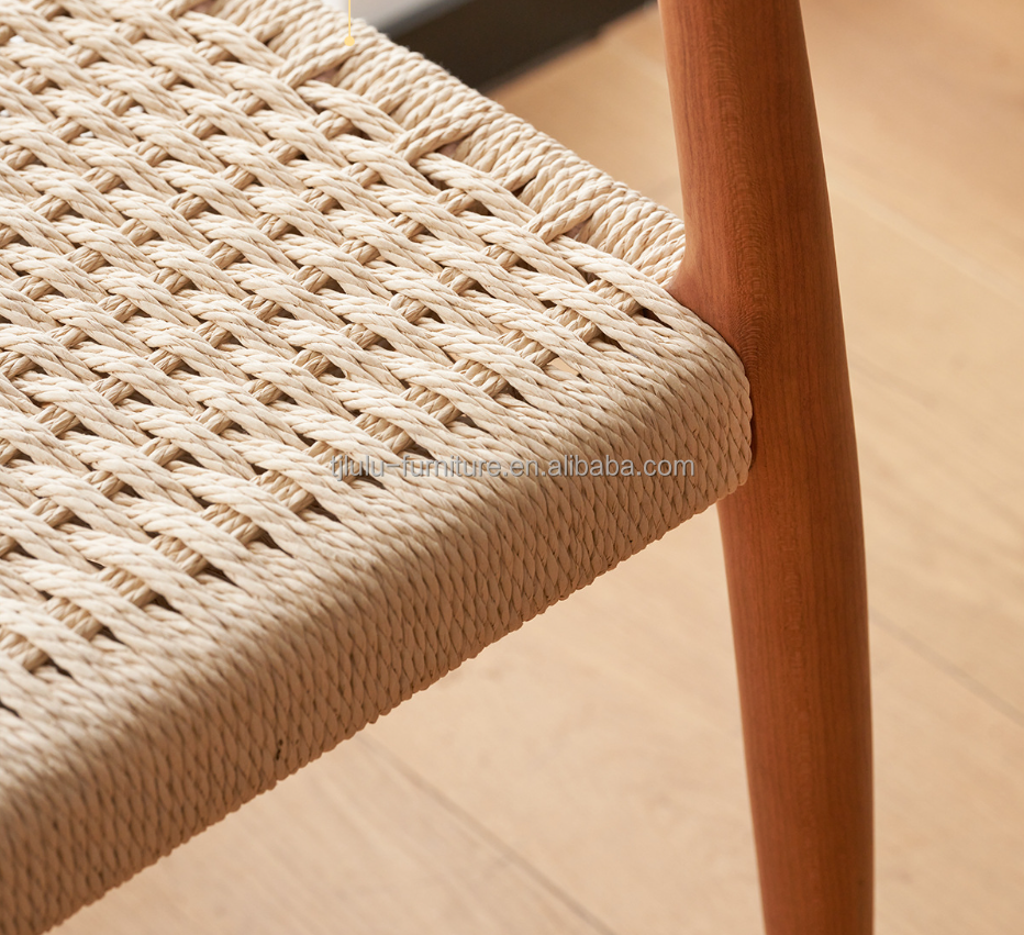 Modern Design Solid Wood Dining Chair with Woven Paper Cord and Nitrolacquer Finish within Your Budget