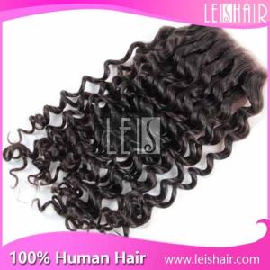 China fashion peruvian virgin hair curly wave lace closure factory