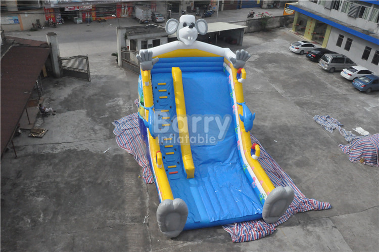 QiQi elephant single lane Blow Up Slide with digital printing , commercial dry slide