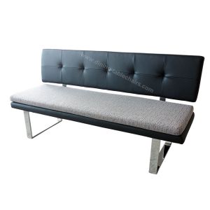 Backrest Upholstered Dining Bench High Density Sponge Chrome Plated Leg