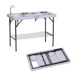 Portable Plastic Metal Folding Fish Fillet Cleaning Table for Hotel Outdoor