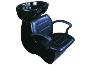 China Black Fiberglass Salon Shampoo Chairs Ceramic Bowl With 24.5 Inch Width factory
