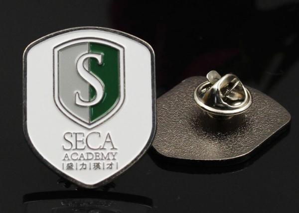 Zinc alloy paint filling color brooch pin activity badge shield stamping