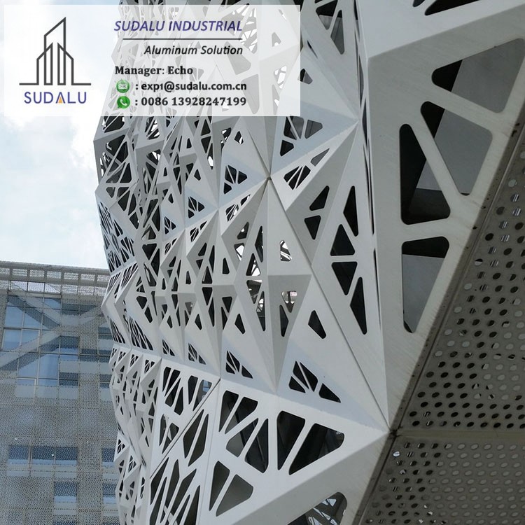 SUDALU 3D Aluminum Solid Wall panel Perforated Facade Cladding for Building