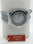 White Dial Analog Silicon Strap Watch With Fluorescent Hands Blue Buckle
