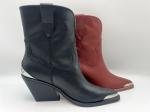 Closed toe metal design Womens Leather Dress Boots，soft nappa genuine leather