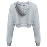 Long Sleeve Cropped Cotton Drawstring Crop Top Hoodie Pullover