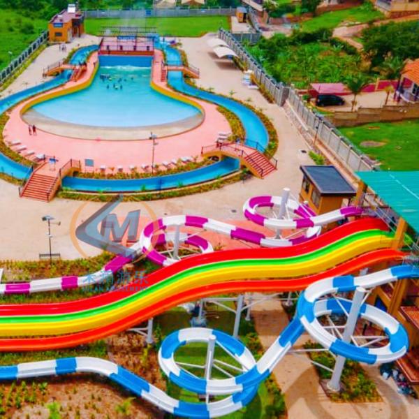 Public Use Water Rainbow Slide Commercail Multi Lines Anti Ultraviolet