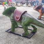 Interactive Fiberglass Triceratops Ride-On: Child-Friendly Dinosaur Sculpture