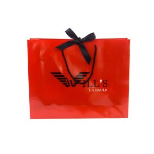 Red Personalised Paper Bags , Custom Paper Bags With Logo Customized