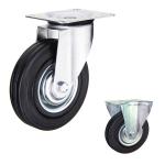 264lbs Capacity Rigid Rubber Casters 200mm Black Wheel Standard