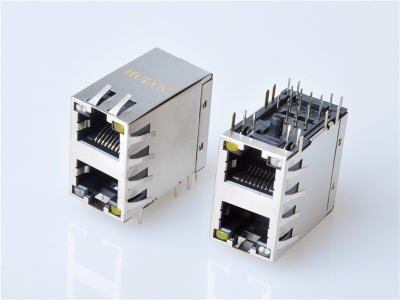 HULYN RJ45Jack, Shielded RJ45 Modular Jack Connector,with LEDs, 2x1 Ports,RJ45 connector LED