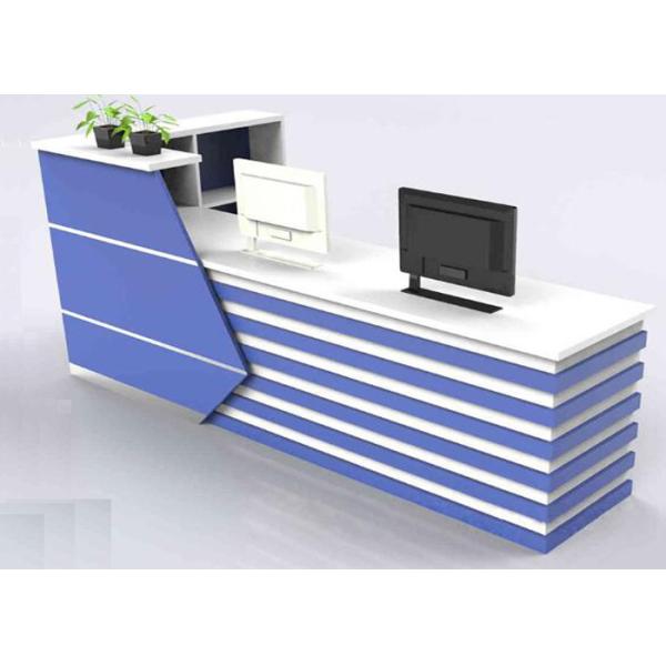 China Wood With Lines Design Front Reception Desk / Office Reception Counter Dust Proof factory