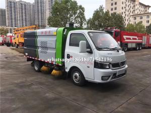 China Dongfeng Mini Road Sweeper Truck 4 Units Brushes Street Vacuum Cleaner Truck factory