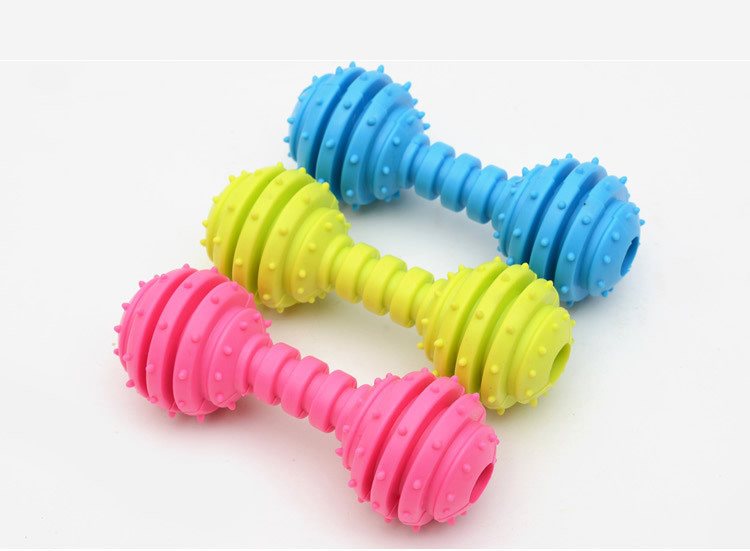 Colorful Bone Shape TPR Pet Dog Toy Suitable for All Seasons Barbell Dog Chew Toy
