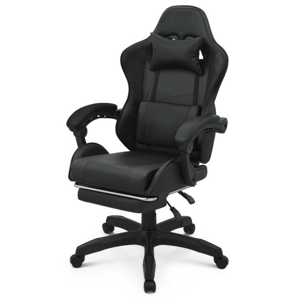 Mail Packing Gaming Chair High Back with Footrest Headrest Lumbar Support Iron