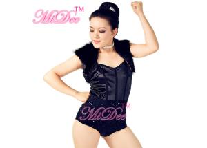 China Cap Sleeves jazz dance outfits Black Swan Leotard Fur Mini Jacket For Women factory