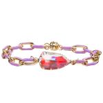 Magnetic Buckle Painting Oil PaperClip Chain Link Bracelet With Faceted Crystal