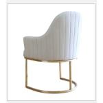 Luxury gold stainless steel dining chair baby pink velvet upholstery armrest