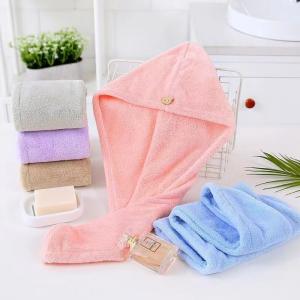 China All Ages Bath Coral Fleece Dry Hair Hat with Polyester Fiber Absorbent Towel factory