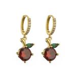 Rhinestone Crystal Fruit Earrings Contemporary 925 Silver Hoop Earrings OEM