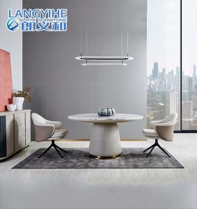 China Household White Marble Round Dining Table With Turntable Stainless Steel factory