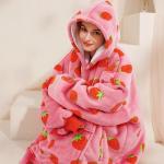 OEM Premium Sherpa Wearable Blanket With Hood One Size Fits All