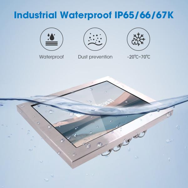 Resistive Touch Waterproof Panel PC 64GB SSD IP65 Rating -20C To 60C 450cd/m2