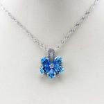 Women Jewelry Purple Cubic Zircon Flower Pendant Necklace (PSJ0223)