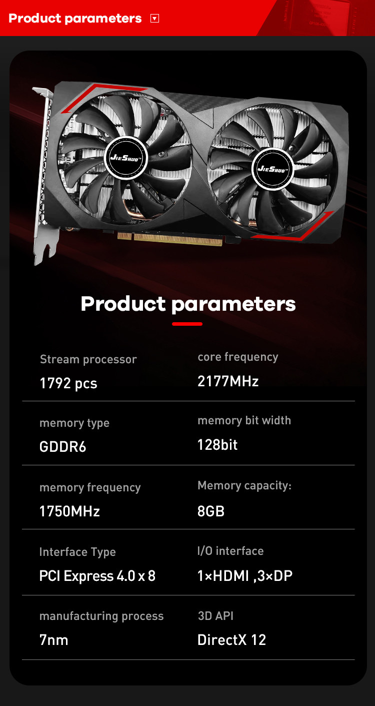 RX 6600M 8G Gaming Graphics Card 128bit GDDR6 Hashrate 31MH Mining Graphics Card