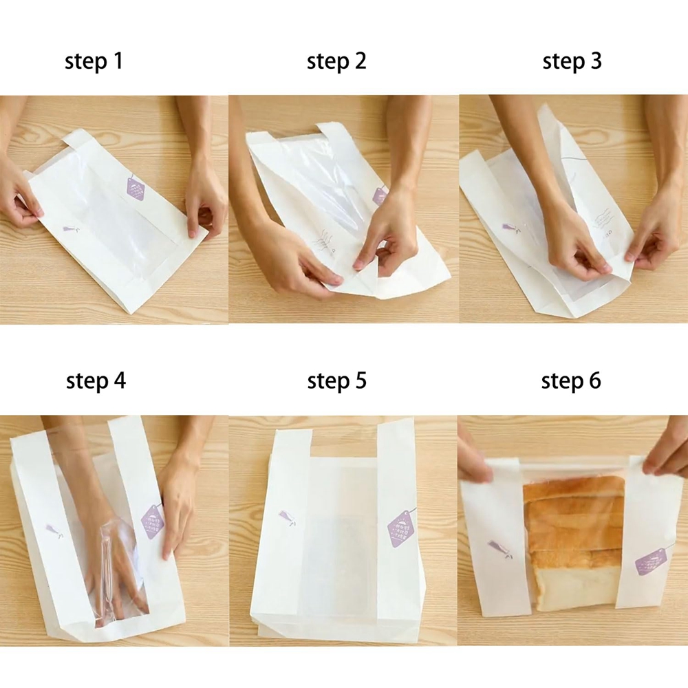 Custom Toast Bread Storage Kraft Paper Bag with Window Gravure Printed and Bio-degradable