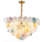 E14 Rainbow Transparent 600*390mm Round Crystal Pendant Chandelier