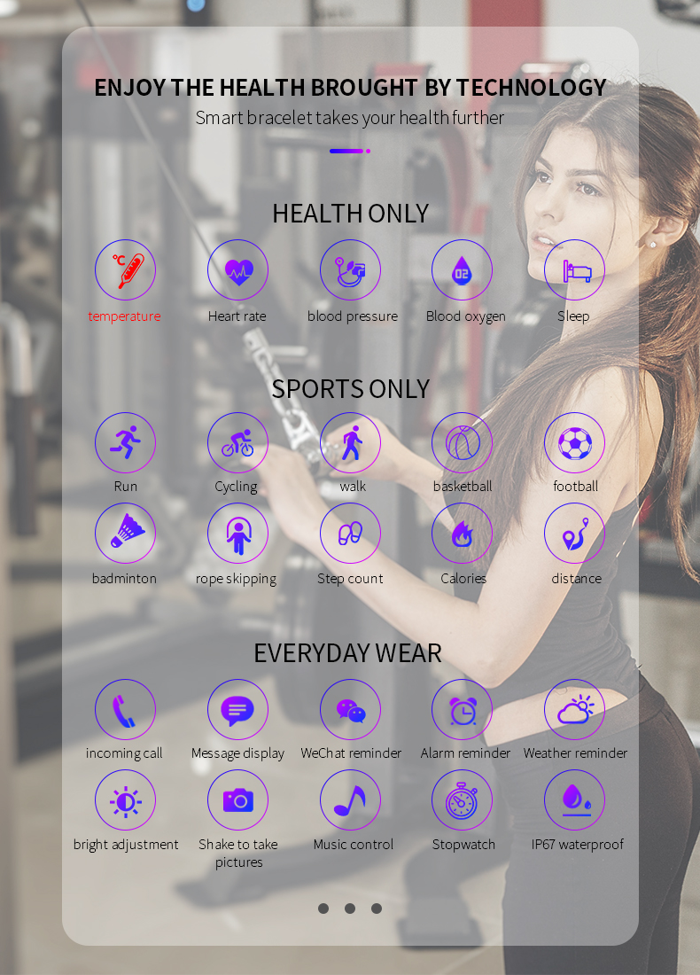 T15 Heart Rate Blood Pressure Oxygen Ladies Watch Waterproof IP67 Touch Screen Smart Bracelet