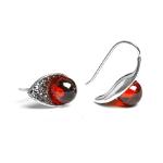 Thai Vintage Sterling Silver 10mm Round Red Garnet Hoop Earrings (E11061RED)
