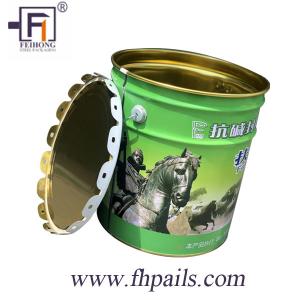 China UN Rated 5 Gallon Metal Grease Bucket With Curly Lid factory