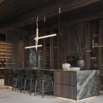 Luxury Home Furniture Modular Walnut Wood Veneer Matt Black Color Glass Door