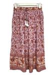 Ladies Fashion Long Printed Wide Trousers With Elastic Waistband of Tassel