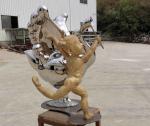 Contemporary Outdoor Metal Statues Public Decorative Stainless Steel Animal