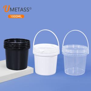 China 1L Clear Plastic Bucket With Lid Handle For Food Packaging Personalized Packaging factory