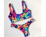 2019 Ruffle Women Swimsuit Cross Bandage Swimwear Push Up Bikini Set Beach