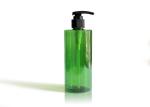 Green Cylinder PET Cosmetic Bottles For Body Lotion Products Half Transparent