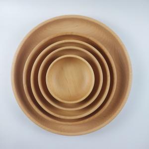 China BPA Free Wooden Kitchen Utensil Set Creative Beech Wood Plate Round Salad Pickle Bowl factory