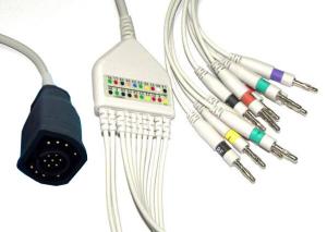 China ZOLL EKG Lead Wires Din 3.0 With Snap And Clip Solid Conductor Type factory