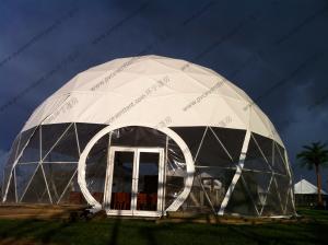 China UV Resistance Outdoors Geodesic Dome Tent , White Small Dome Tent With Glass Door factory