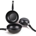 Black Mini Kitchen Sauce Pans Iron Non Stick With Bakelite Handle