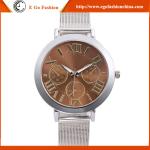 GV12 3 Subdials Watch Quartz Analog Watch Full Stainless Steel Band Roman