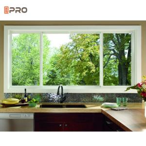China Champagne Color Double Glazed Aluminium Sliding Windows With Mosquito Net factory