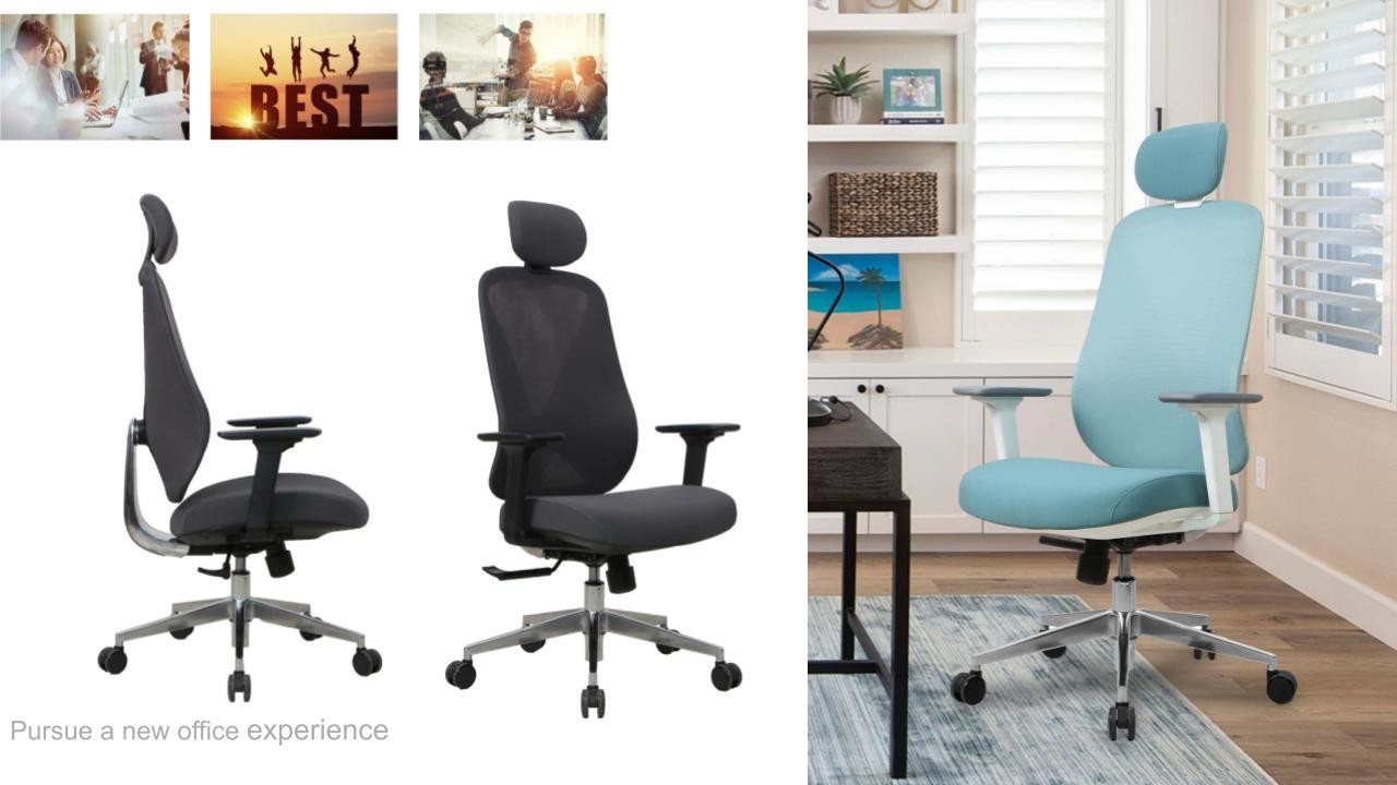 PU Pad High Back Black Breathable Ergo Infinity Mesh Chairs With Headrest And Lumbar