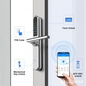 China WiFi APP Access Bluetooth Door Lock Thumbprint Door Lock 38mm Width Slim Panel Silver Color factory