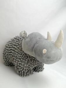 China Soft Plush Stuffed Animal Chenille And PP Cotton Filling Cute Grey Rhinoceros Toy Baby Comfort Toy factory